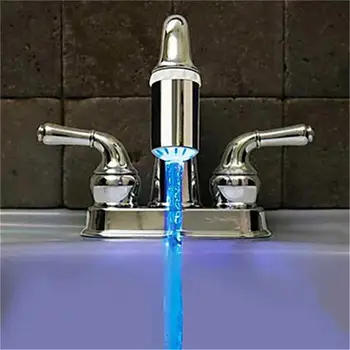 

No Battery Water Faucet 3 Color Glow LED Temperature Sensor Tap Head Kitchen Faucets Parts Attachment Bathroom Drop ship