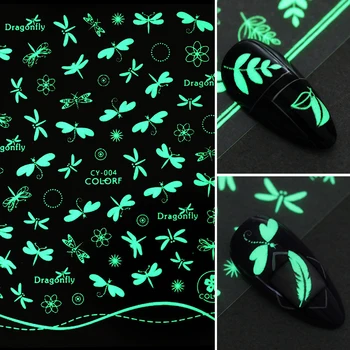 

Hot 3D Leaf Flower Designs Luminous Effect Nail Art Shinning Glitter Nail Art Sticker Decorations Manicures Tips Tools In Summer