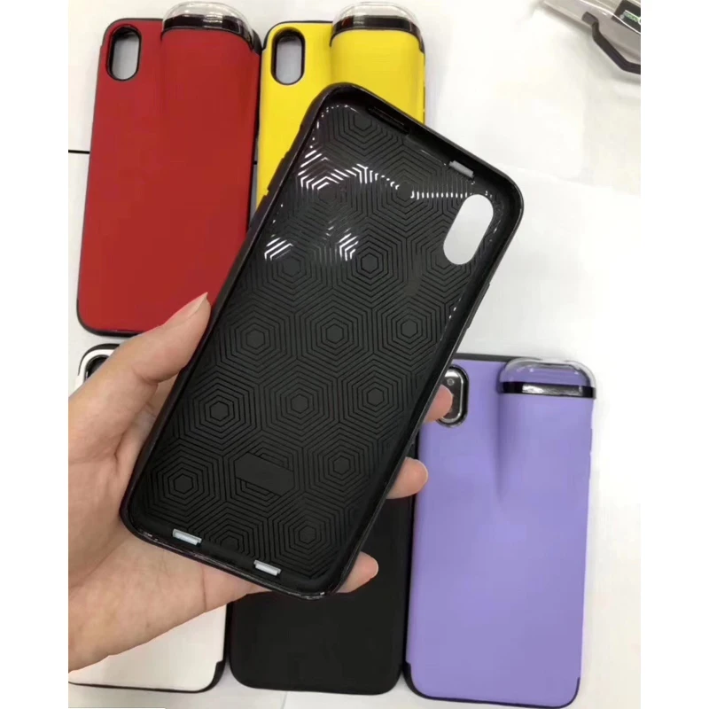 2 в 1 чехол для телефона с Airpods iPhone 11 Pro Max Xs XR 8 7 Plus силиконовый держателем AirPods