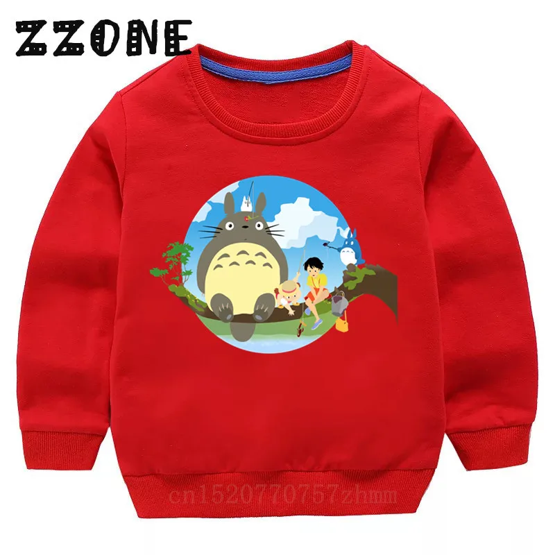 Детские толстовки с капюшоном толстовки от Тоторо из японского аниме, детский хлопковый пуловер топы для девочек и мальчиков, осенняя одежда KYT2418 - Цвет: 2418A-Red
