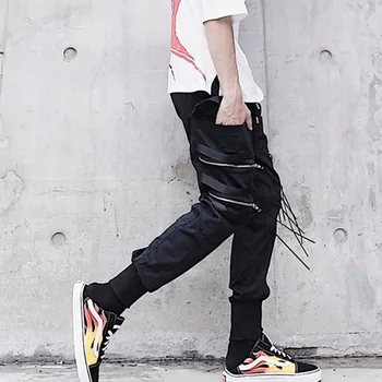 

Homens Moda Harem Pant Casual High Street Hip Hop Macho Grande Bolso Slim Fit Calças de Carga Calça Biker Moletom Basculador