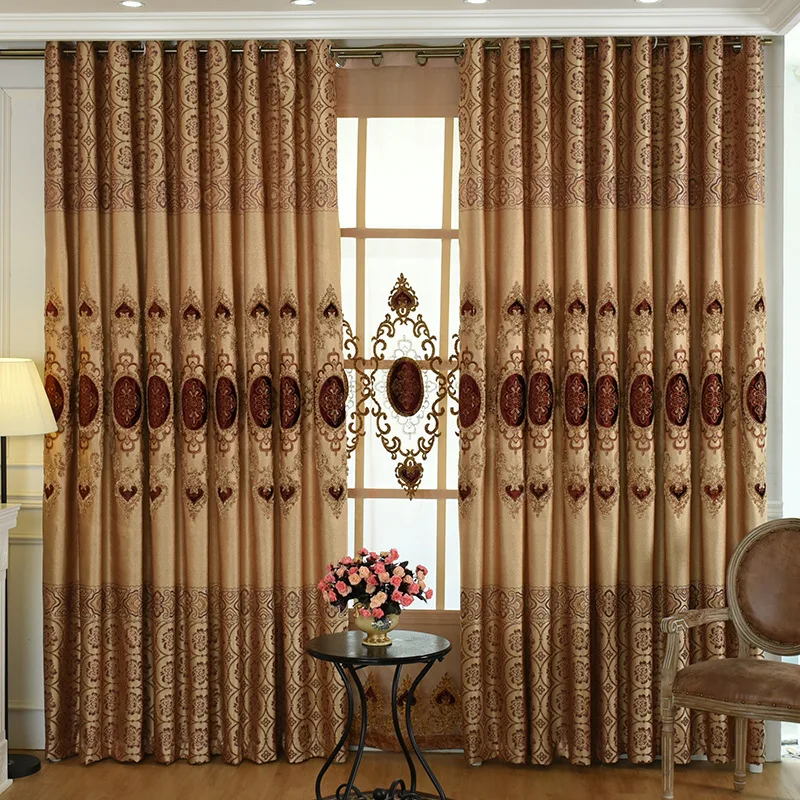 European Embroidery Velvet Shading Curtains for Living Dining Room Bedroom