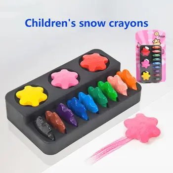 

12 Colors Non-toxic Wax Snowflake Shape Crayons Kids Washable Painting Drawing