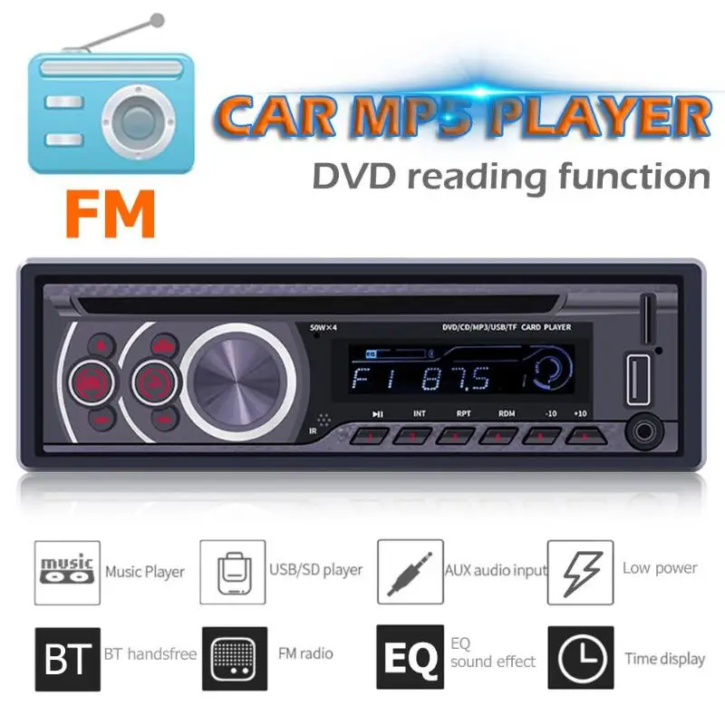 Автомобильный стерео mp3 плеер ALLOYSEED 8169A Bluetooth CD VCD DVD AUX USB FM радио типоразмер 1