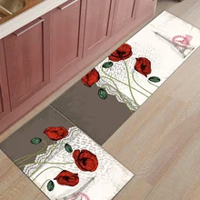 Маки, каштан, цветы и любовные буквы, 2 шт. коврик для кухни, аксессуары для ванной комнаты, набор грязи, Траппер, ботинки