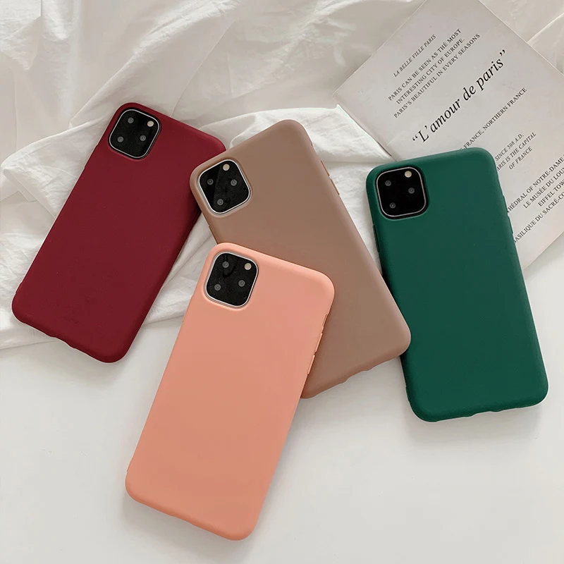 

Solid color soft silicone case for iphone 11 11Pro Max XS Max X XR For iphone 7 8 6 6s Plus Matte Candy Color phone case capa