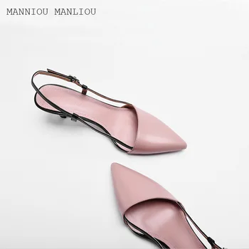 

the new summer 2020 small and pointed with baotou words in empty single shoe buckle sandals female fairy wind cat shoes