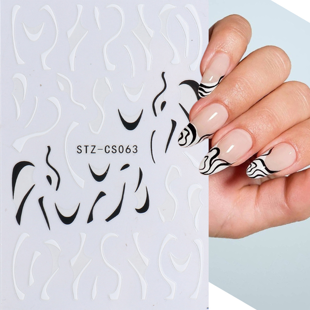 Golden Curve Marble Line Nail Sticker Irregular Swirl Striping Slider Charm Nail Design Gel Polish Decal Manicure LESTZ-CS067