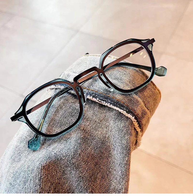 SHAUNA Retro TR90 Metal Square Women Optical Glasses Frame Fashion Anti Blue Light Spring Hinge Men Blue Eyeglasses Frame blue light blocking glasses