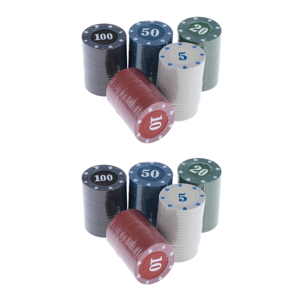 200 Pieces Poker Chips Set - Casino Gaming Gambling Chips - with Numbers 5/10/20/50/100