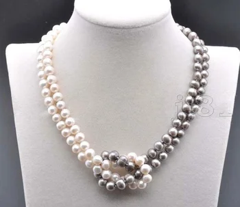 

7-8MM NATURAL SOUTH SEA WHITE GRAY PEARL NECKLACE 18 INCH natural Luxury Ms. girl Wedding Jewelry