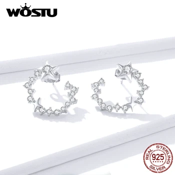 

WOSTU Shiny Zircon Star Stud Earrings100% 925 Sterling Silver Gypsophila Small Earrings For Women Birthday Jewelry Gift FNE360