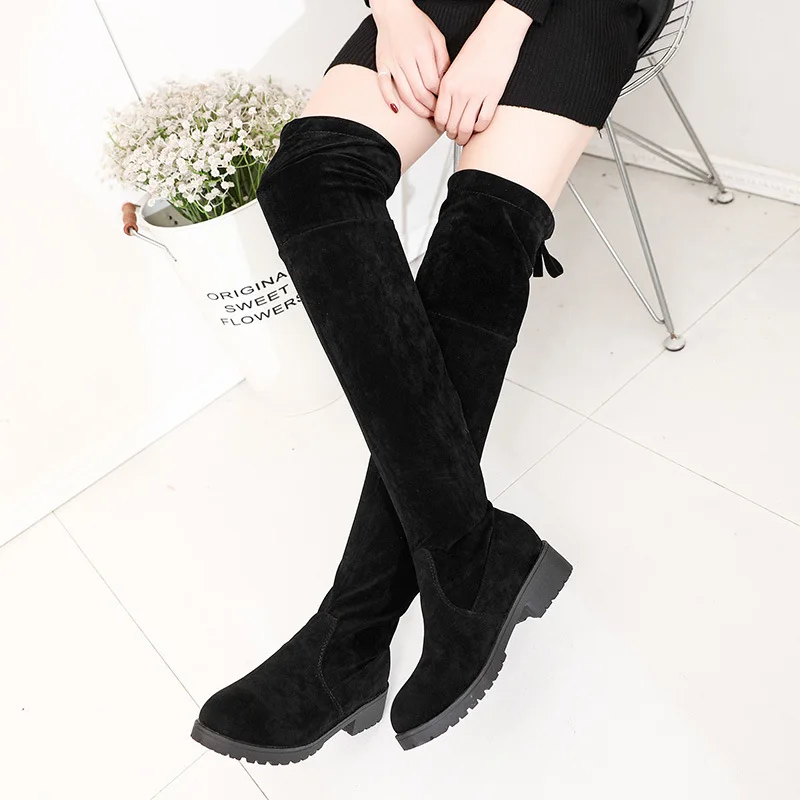 

2019 Winter New Style Korean-style Over-the-knee Boots Foot Covering Suede Large Size WOMEN'S Boots