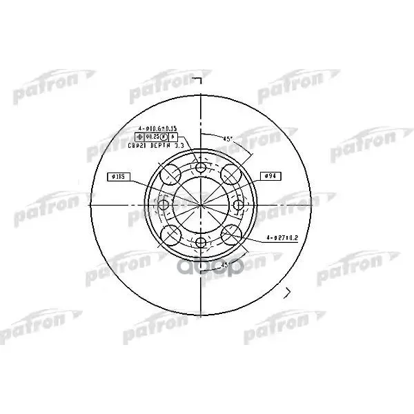 Диск Тормозной Передн Mazda: 626 Ii 83-87, 626 Ii Hatchback 83-87 PATRON арт. PBD1998