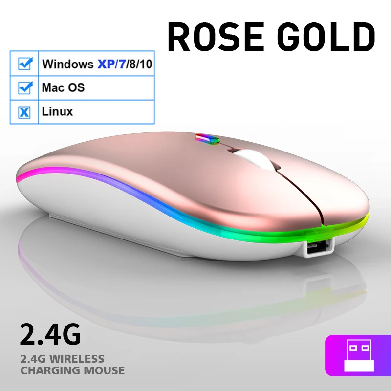 top wireless mouse Wireless Mouse Bluetooth-compatible RGB Silent LED Backlit Ergonomic Gaming Mouse For Laptop Computer PC Macbook 2.4GHz 1600DPI computer mouse wireless Mice