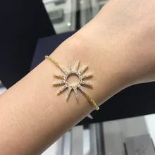 UMGODLY роскошный бренд желтого золота Цвет солнце цветок браслет мозаика CZ Циркон камни Модные Ювелирные изделия Новое поступление