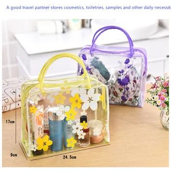 

High Quality Portable Makeup Cosmetic Toiletry Travel Wash Toothbrush Pouch Organizer Bag PVC Floral cosmetic bag for make up