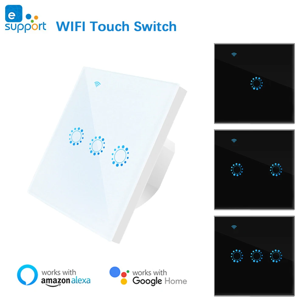 WiFi Smart Light Switch Glass Panel Touch Switch App Remote Control