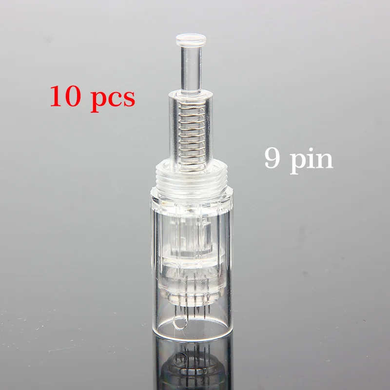 9pins x 10p Микро крошечные иглы для стимуляции подтяжки кожи, удаления шрамов, высокочастотная подтяжка кожи, уменьшение морщин, устройство для растяжения кожи, ручка Dr - Цвет: 9pins x 10p