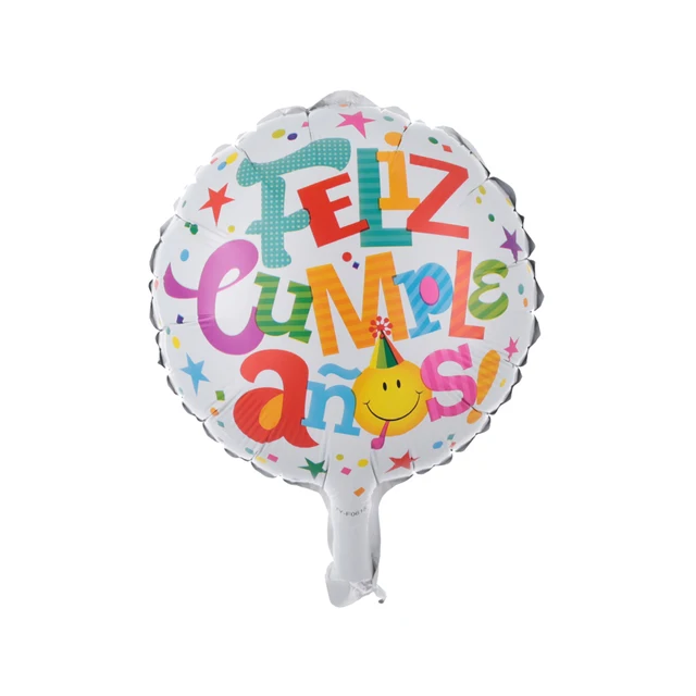 10pcs/lot 10inch Feliz Cumpleanos Spanish Happy Birthday Balloons Round Mylar Helium Balloon Happy Birthday Party Air Globos N1