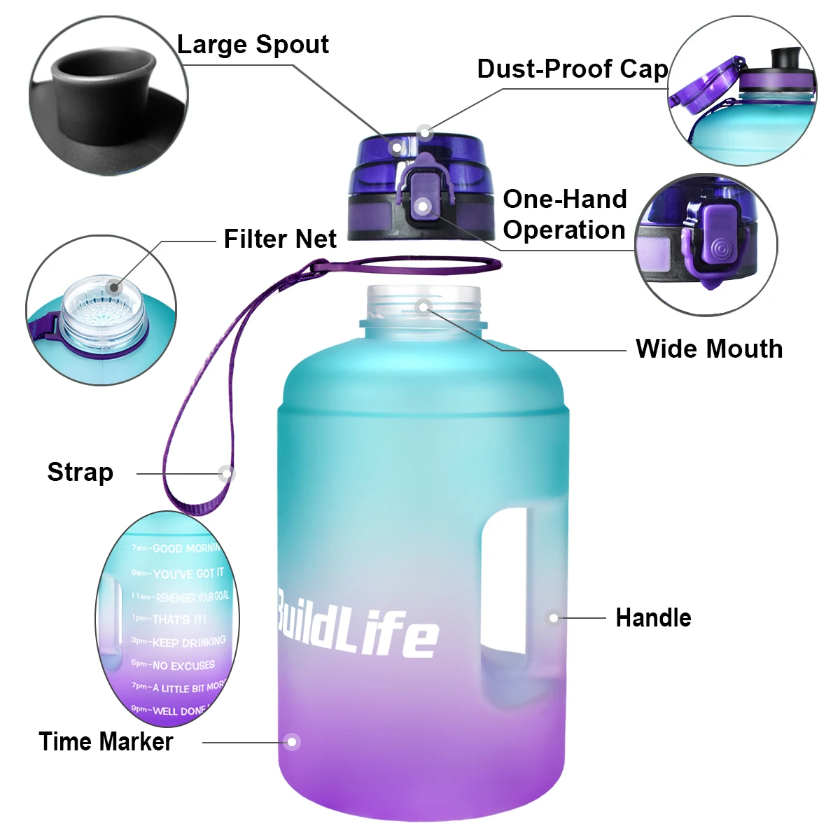 43oz BPA-Free Water Jug w/Flip Cap - Ideal for Gym, Extra Strong