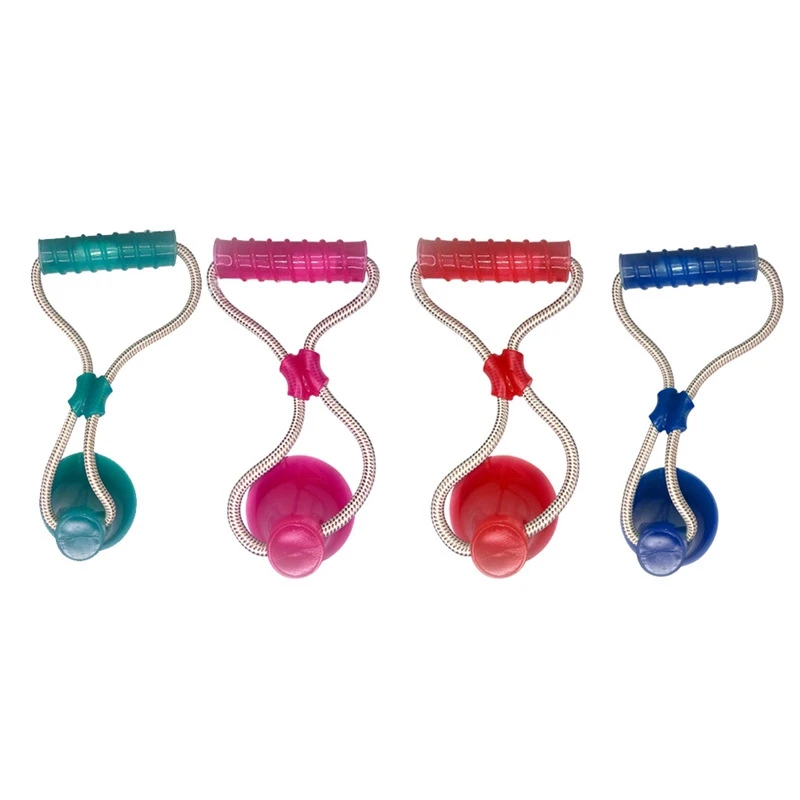 Pet Cats Dogs Interactive Suction Cup Push TPR Ball Toys Elastic Ropes Pet Tooth Cleaning Chewing Playing IQ Treat Puppy Toys 4P