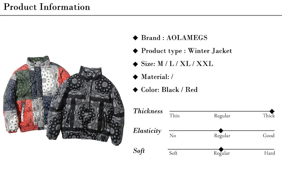 Aolamegs, зимняя мужская куртка, ретро принт, хлопковая стеганая куртка, подходит ко всему, толстое, милое, хит цвета, теплое пальто, улучшенная Повседневная Уличная одежда
