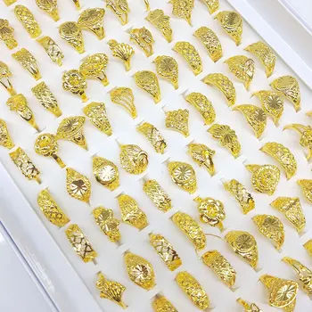 

36 Pcs/lot fashion gold color alloy ring lot women men jewelry ring wholesale