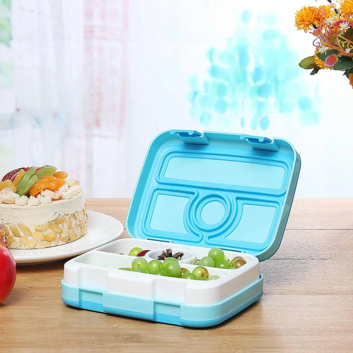 2 Слои модные Bento Коробки для обедов разделены Еда контейнер с ложкой микроволновая печь для пикника для хранения Коробки для обедов Пластик