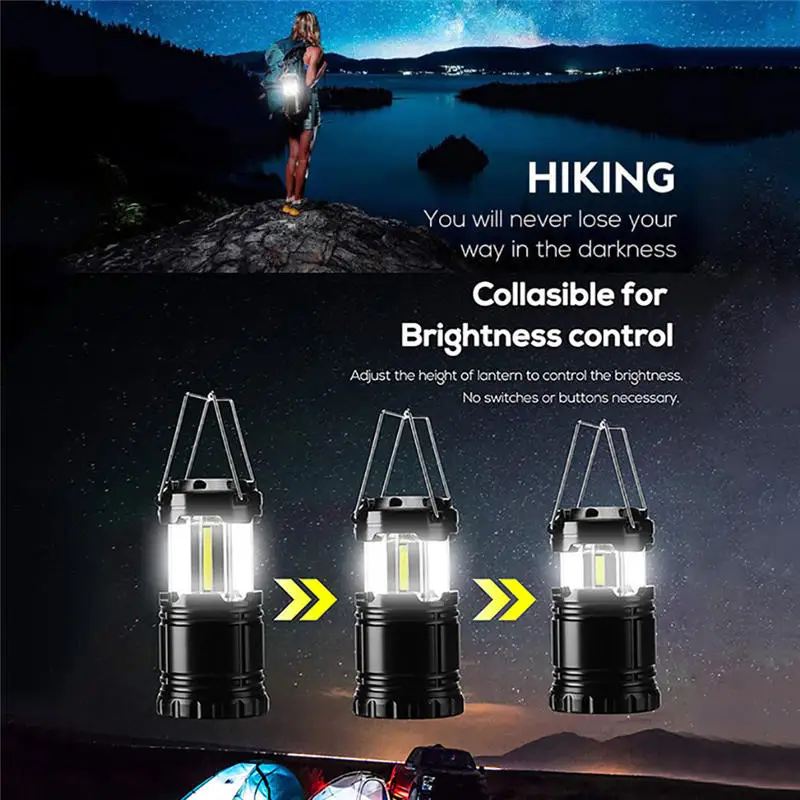 

3IN1 Magnet Hook LED Camping Light Portable Telescopic Cutdoor Emergency Light #2g06