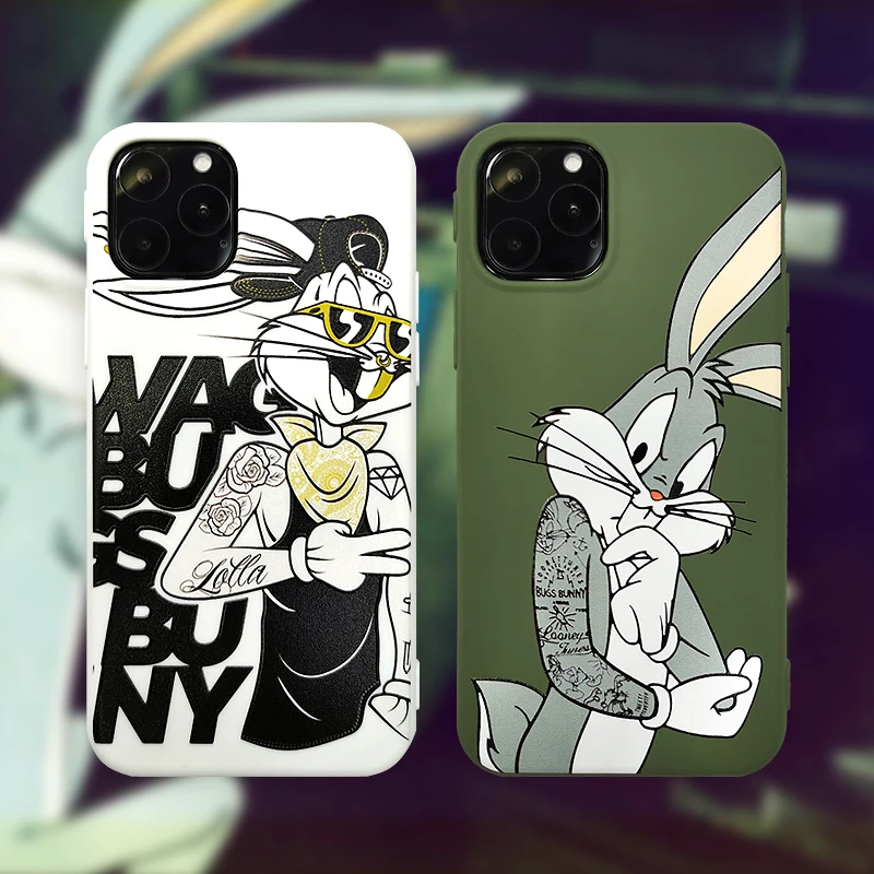 

Cool Man Cartoon Cute Funny Bugs Bunny Rabbit Silicone Phone Case For iPhone 11 Pro Max X XS Max XR 6 s 7 8 Plus Soft Back Cover