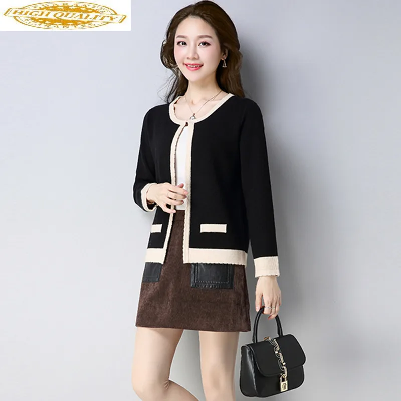 

2020 Autumn Elegant Ladies Wool Cardigan Women's Sweater Vintage Loose Sweater Thick Knitted Coats Female Jacket YS803