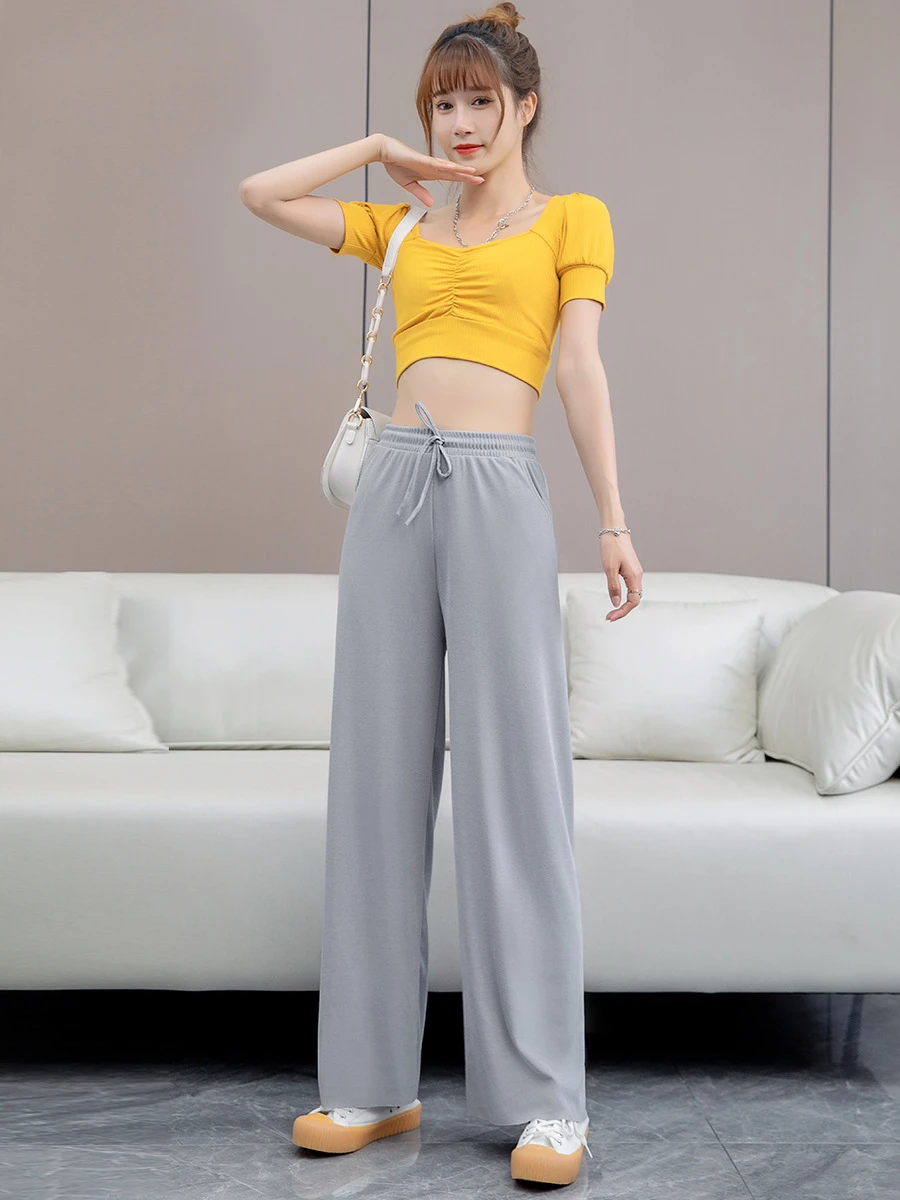 2021  New Thin high pants women  Women's slacks  pants for women xu202113 wide leg trousers