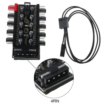 

1to 10 PC Cooling Fan Hub Splitter Cable PWM SATA 4Pin Power Supply Speed Controller Adapter with High quality capacitor