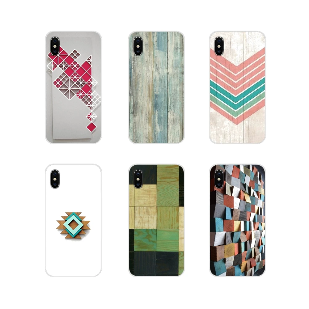 

Soft Skin Case For Apple iPhone X XR XS MAX 4 4S 5 5S 5C SE 6 6S 7 8 Plus ipod touch 5 6 Original Mint Green Geometric With Wood
