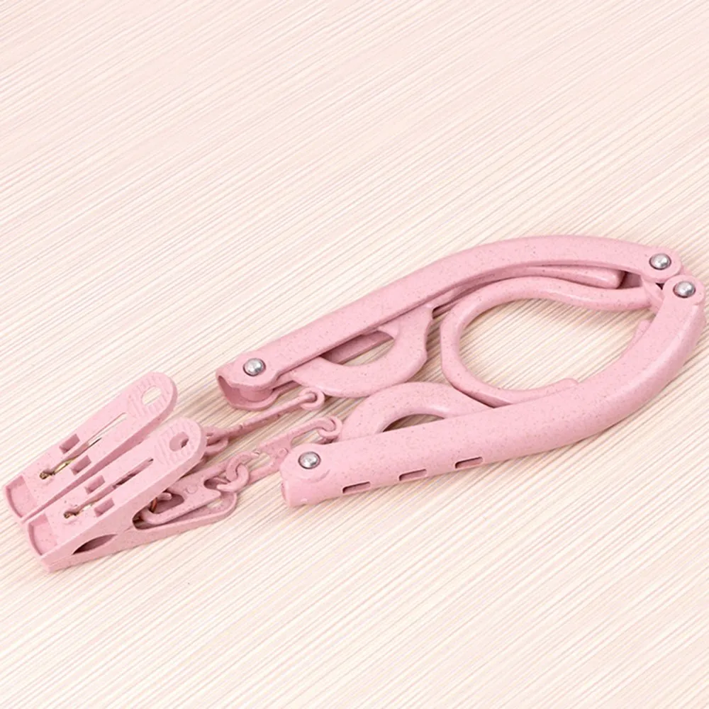 Pink Многофункциональная Нескользящая складная вешалка из пшеничной соломы, переносная вешалка для путешествий, экономия пространства, вешалка с прищепками, товары для дома - Цвет: Pink