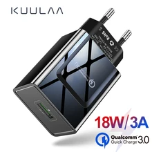 KUULAA USB Charger Quick Charge 3.0 18W fast charging adapter EU US Plug Mobile Phone Charger for iPhone Xiaomi samsung Huawei