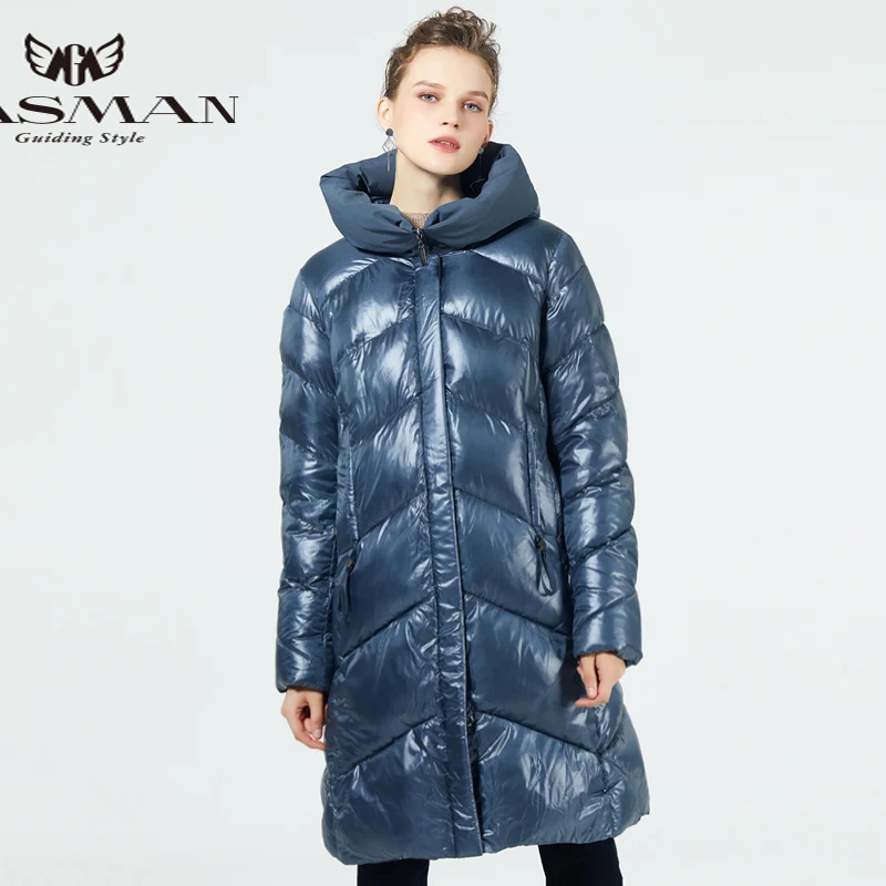 GASMAN модные толстые женские пуховики зимние с капюшоном женская куртка новое женское пальто на зиму парки большой размер - Цвет: GREY-BLUE (736)