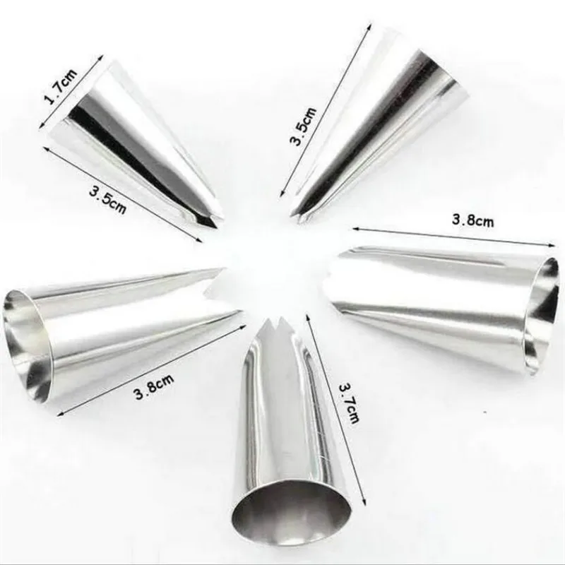 5Pcs-set-Leaves-Nozzles-Stainless-Steel-Icing-Piping-Nozzles-Tips-Pastry-Tips-For-Fondant-Cake-Baking.jpg 5Db/Készlet Levelek Fúvókák Rozsdamentes Acél Jegesedés Csövek Tippek Tészta Fondant Sütemény Sütőedényekhez - Image 2