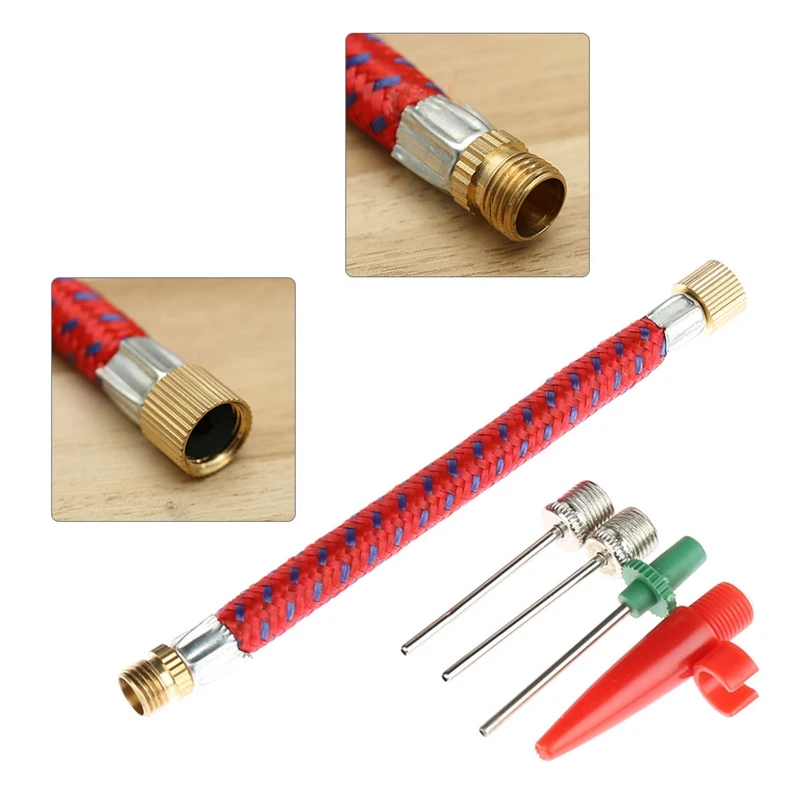 

1 Set Tyre Hand Air Pump Inflator Replacement Hose Tube Rubber For Tire Valve Adapter Bicycle Accessories With Ball Needle
