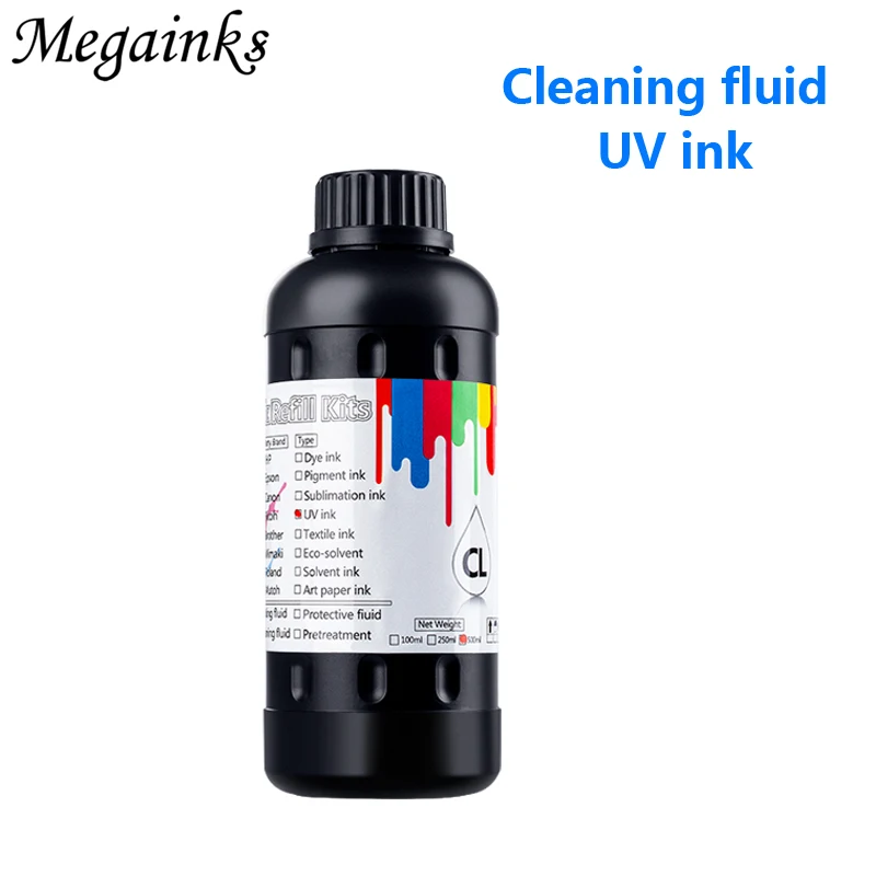 

500ML UV cleaning LED UV Ink Printhead Tube Cleaner Solution Fluid for Epson Roland Mimaki Mutoh Ricoh Printer Cleaning Liquid