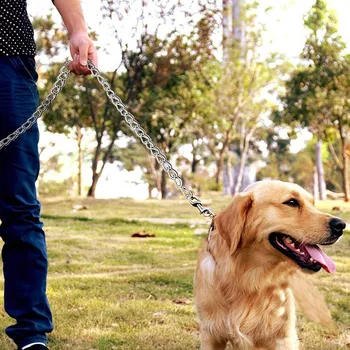 

Medium Large Metal Dog Leash Durable Heavy Duty Comfortable PU Leather Padded Handle Pet Harness Leash Training Pitbull