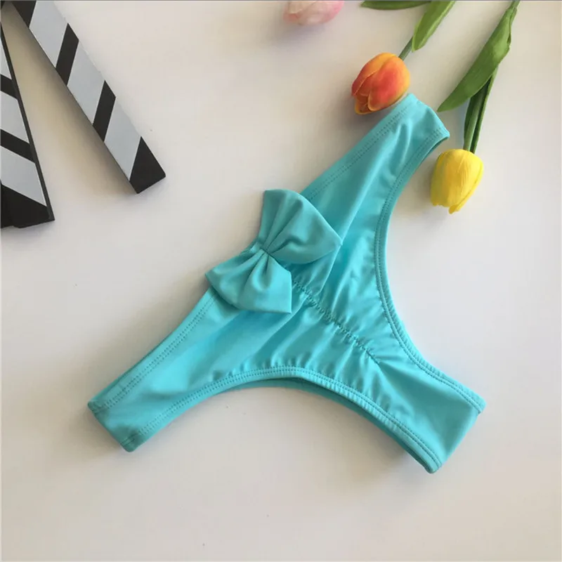 Sky blue Бикини, женские плавки, сексуальные стринги, Раздельный купальник, бантик, нижнее белье для женщин, купальник, резинки, трусы - Цвет: Sky blue