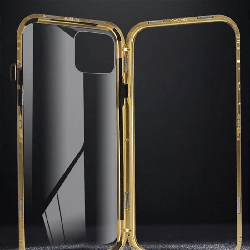 360 металлический магнитный чехол для телефона для iPhone 11 Pro Max, двусторонний чехол из закаленного стекла, Прямая поставка