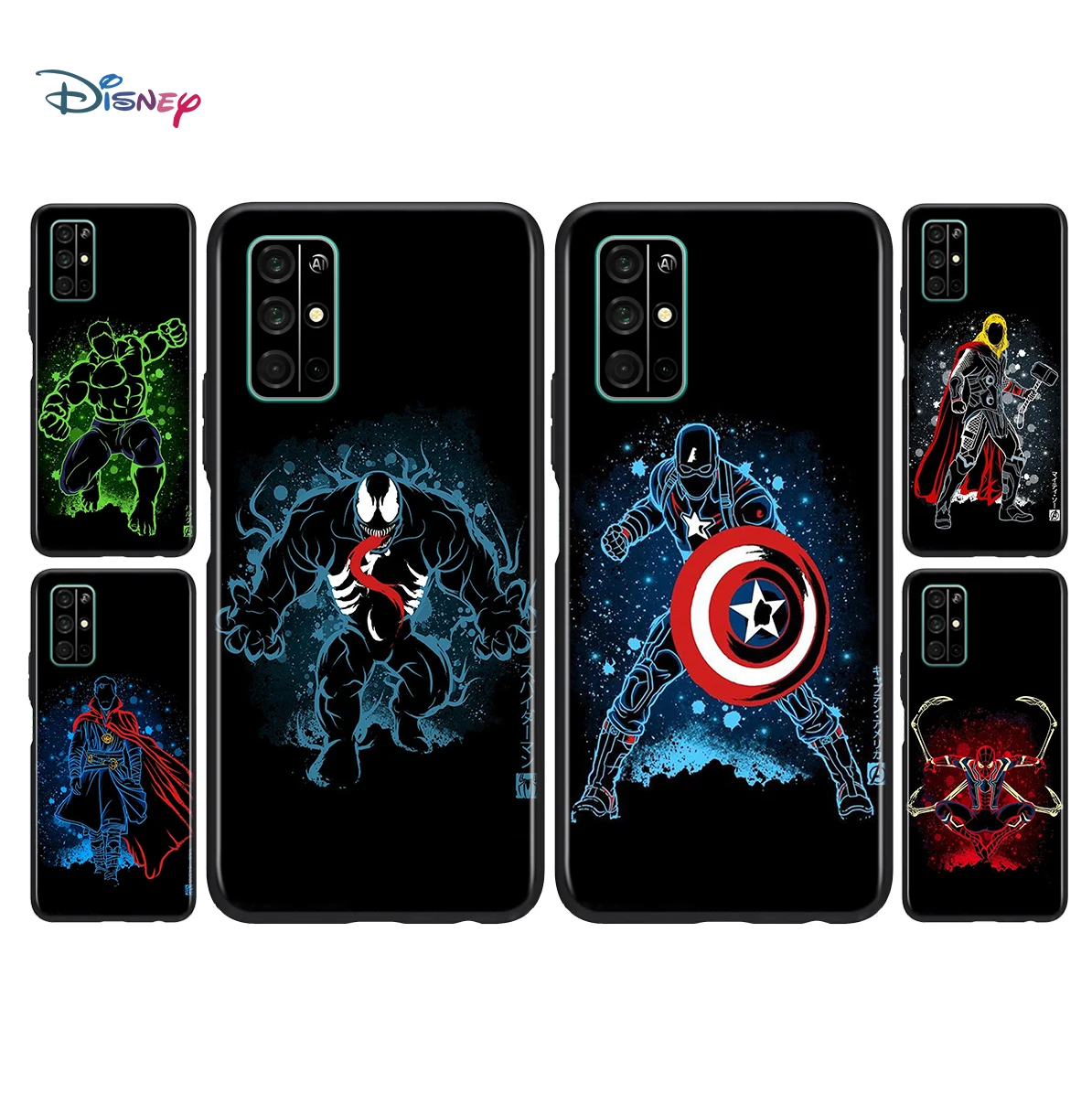 Супергероев Marvel мягкий черный чехол из термополиуретана для Honor 20 30 20S 20E 30i 30С