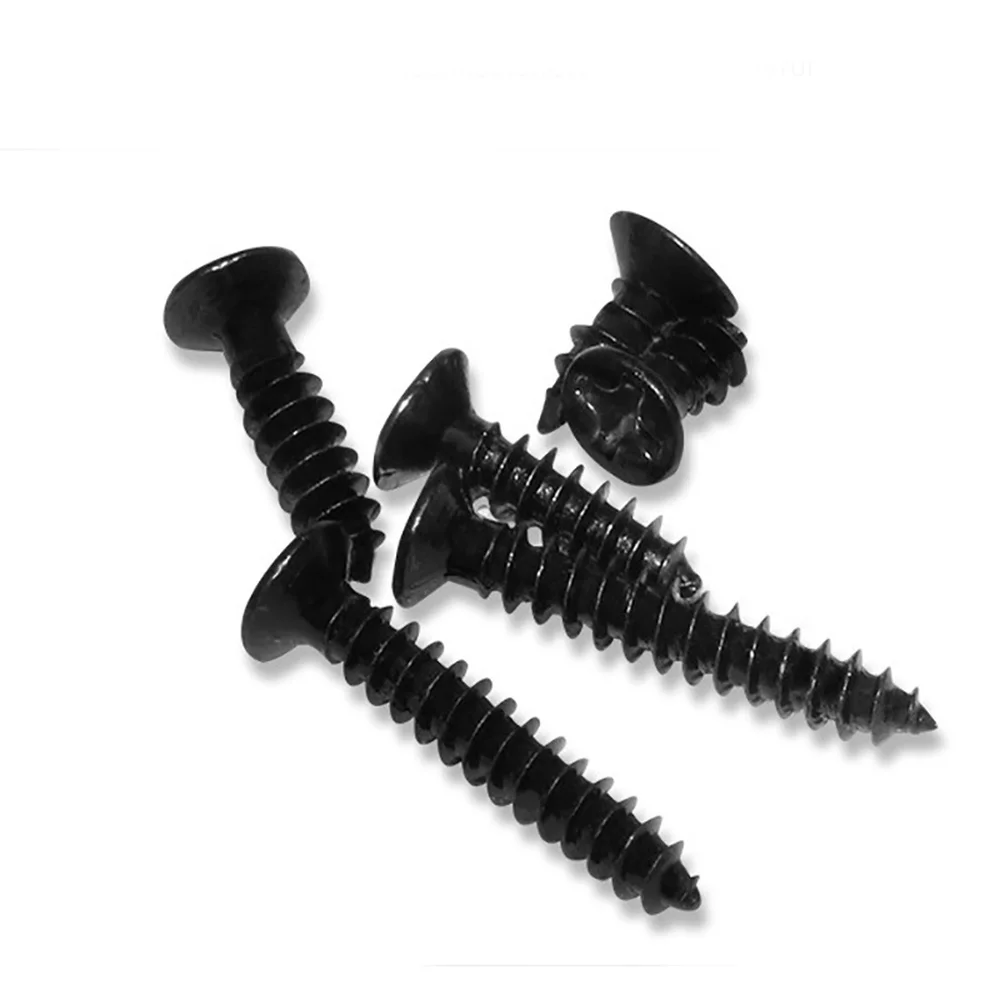 100pcs/lot Cross Countersunk Flat Head Self-tapping Screw M1 M1.2 M1.4 M1.5 M2 M2.6 M3 M3.5 M4 M5 Black Carbon Steel Phillips