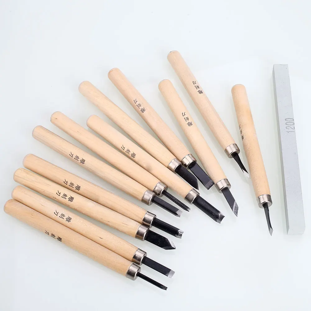 Hand Chisel Engraving Suit Wood Color Handmade Woodcut Knife Carpentry Carving Knife 12 Piece Set Durable Tools Woodworking