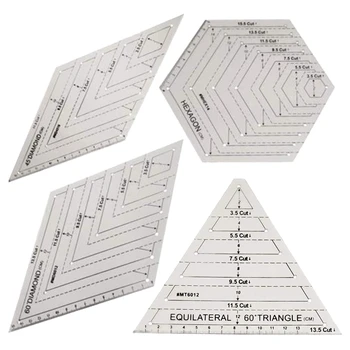 

Sewing Ruler with 60 Degree Triple-cornered and Rhombus, Hexagonal Template, Sewing and Cutting Craft Ruler DIY Tool
