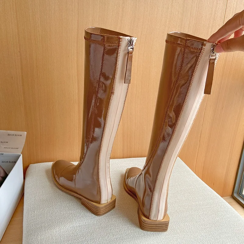 

plus size brand designer fashion elasticity women knee high boots shoes woman autumn winter black warm long boots woman shoes