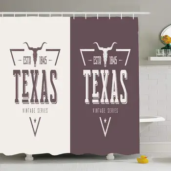 

Shower Curtain Set with Hooks 66x72 Design State Textured Textile Stamp Print Vintage Denim Sign Beauty Apparel Tag Old Fashion